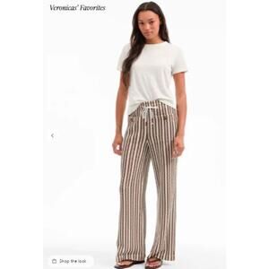 Veronica Beard Women's Zosia Striped Knit Drawstring Pant XS NWT 298 White Brown
